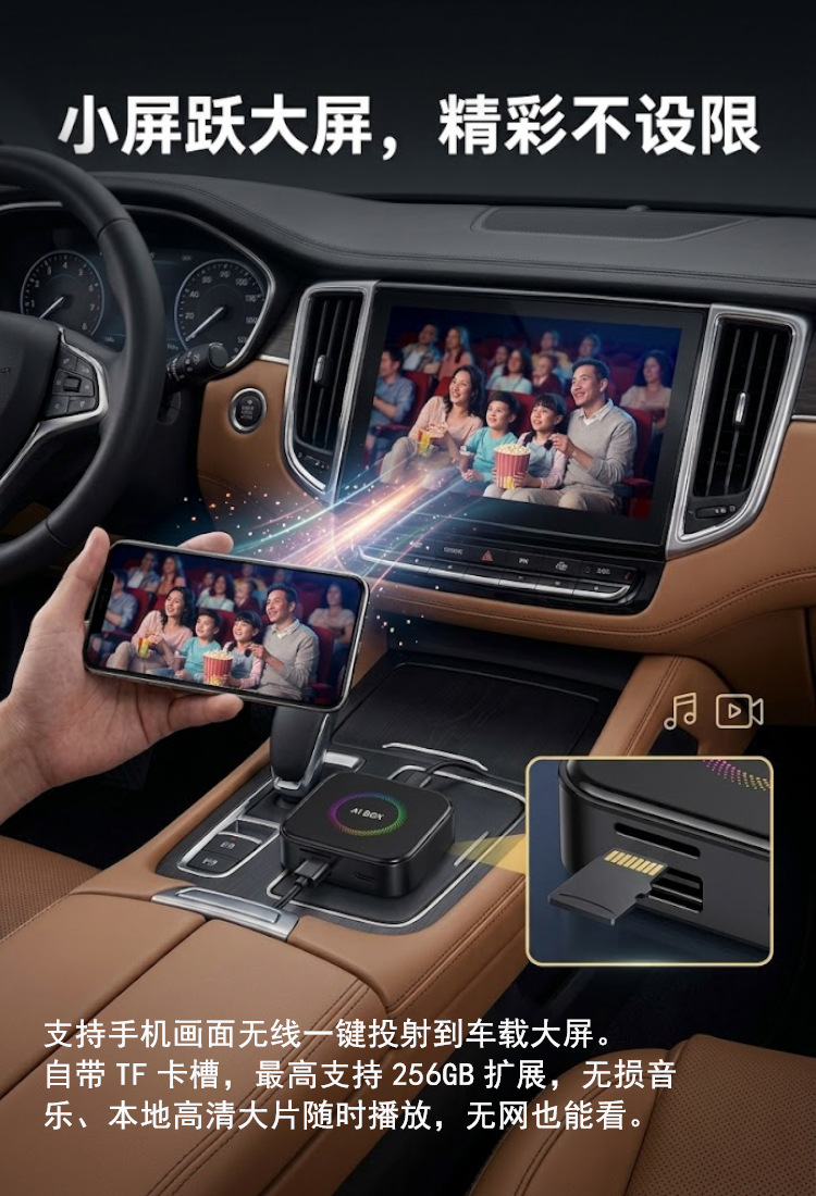 Three-In-One Wired to Wireless Carplay Box, Car-Machine Connectivity Box, Screen Mirroring, Smart Car Adapter