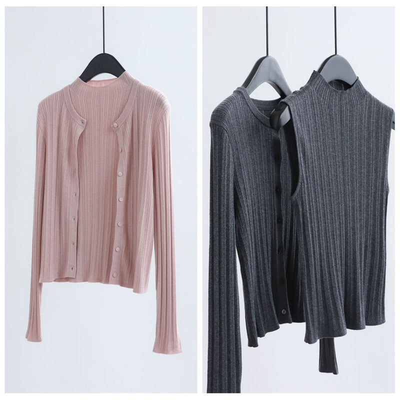 Elegant Commuting 26 Autumn/Winter Shiny Wool Half-Turtleneck Vest + Round-Neck Ribbed Knit Cardigan Two-Piece Set Elegant Commuting 26 Autumn/Winter Shiny Wool Half-Turtleneck Vest + Round-Neck Ribbed Knit Cardigan Two-Piece Set