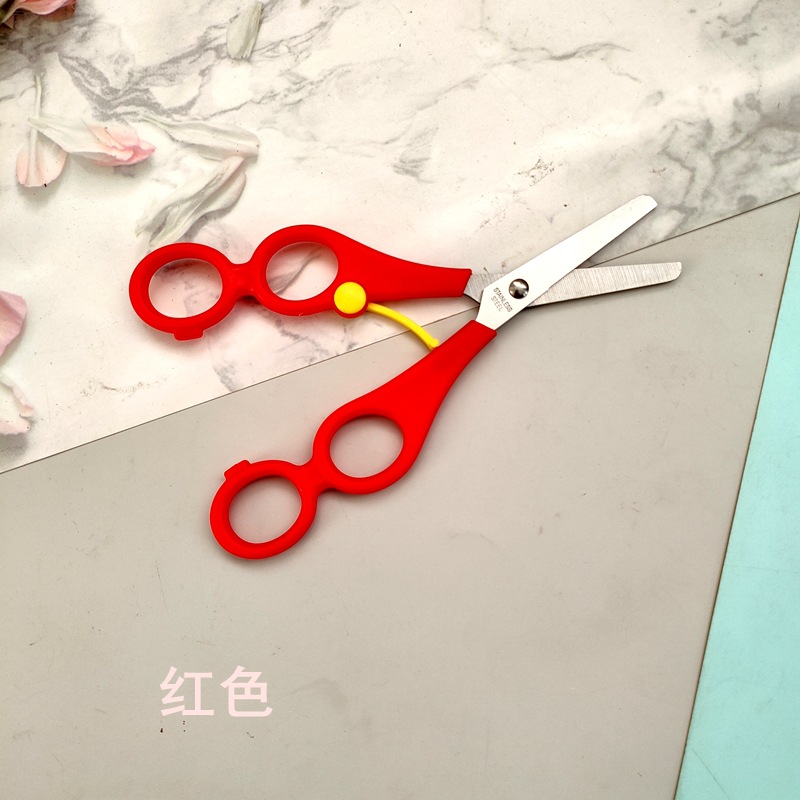 外贸6寸训练四孔弹力剪刀 厂家17cm儿童手工辅助弹簧四环剪