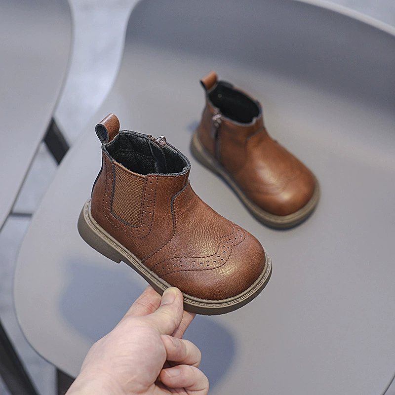 Martens, детские удобные полусапожки в английском стиле для мальчиков для отдыха, британский стиль, мягкая подошва, натуральная кожа
