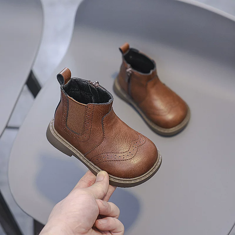 Martens, детские удобные полусапожки в английском стиле для мальчиков для отдыха, британский стиль, мягкая подошва, натуральная кожа
