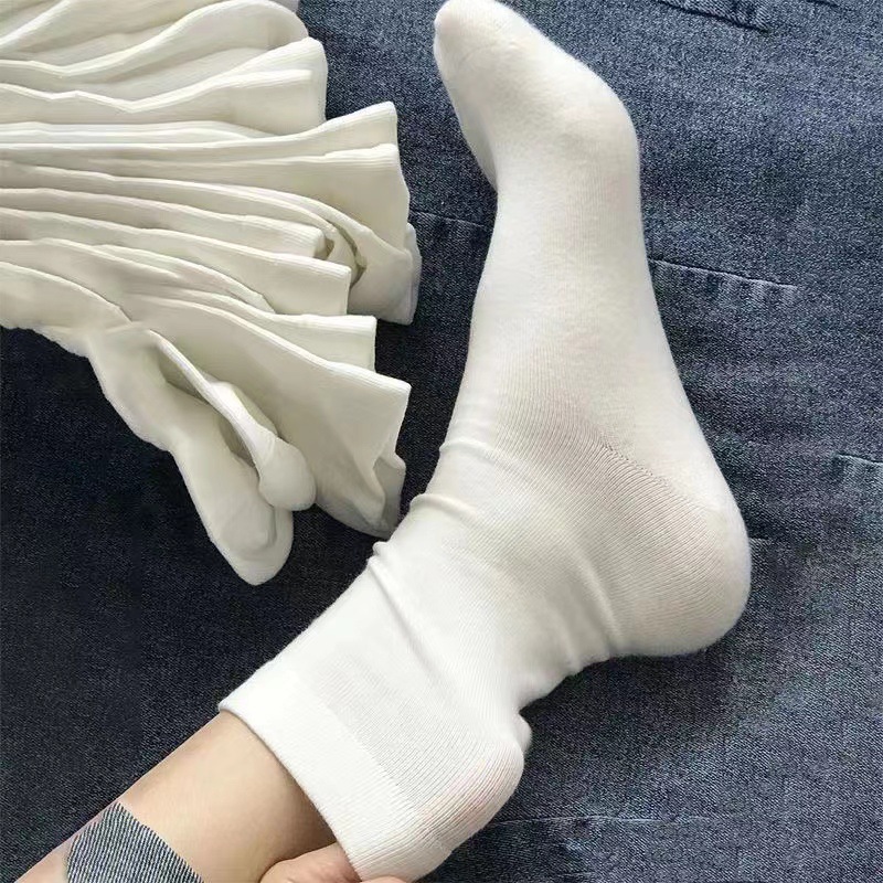 無骨襪子女秋季黑色中筒襪月子棉潮網紅長襪白色堆堆襪女款秋冬襪