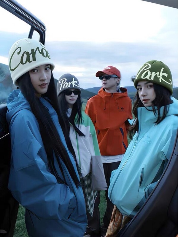 美式字母提花针织帽子女秋冬护耳保暖套头登山帽男显脸小包头冷帽|undefined