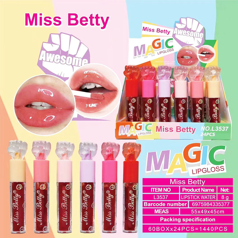 Miss Betty nueva serie de dibujos animados transfronterizos de fresas de comercio exterior, lápiz labial humectante, agua, lápiz labial, miel labial