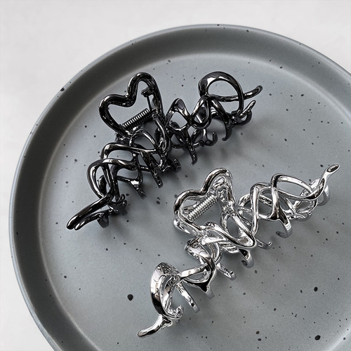 Original liquid line metal hair clip for women, large size shark clip, back hairpin updo, irregular claw clip, fashion hair accessory