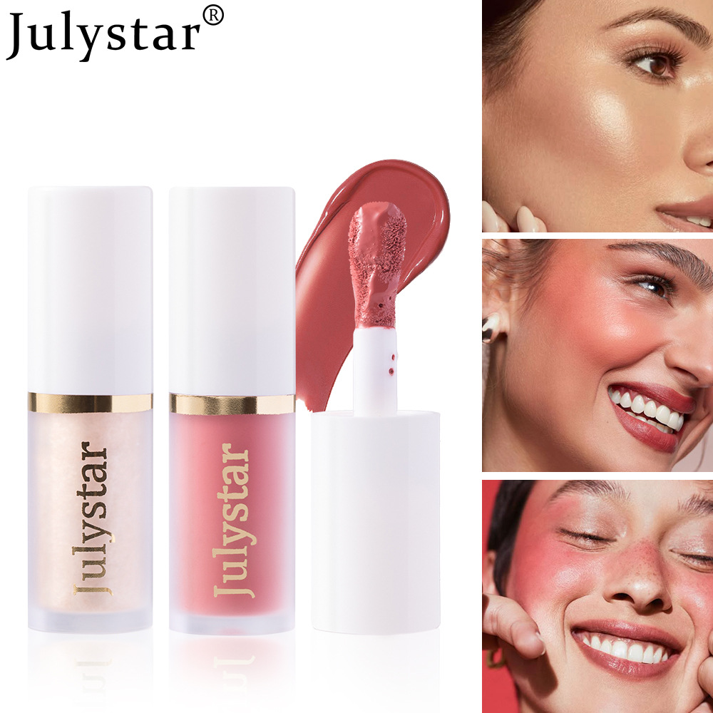 Julystar Facial Blush, Long-lasting Pearlescent Lip Brightening, Natural Highlight Contouring Liquid Set Wholesale undefined