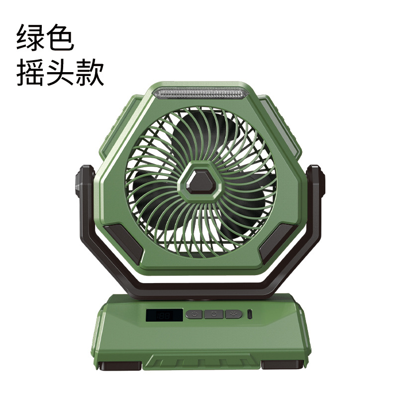Ventilador de camping de gran capacidad con pantalla digital de iluminación de 6 pulgadas, modelo nuevo 2025 transfronterizo, de 100 velocidades y alta velocidad para exteriores.