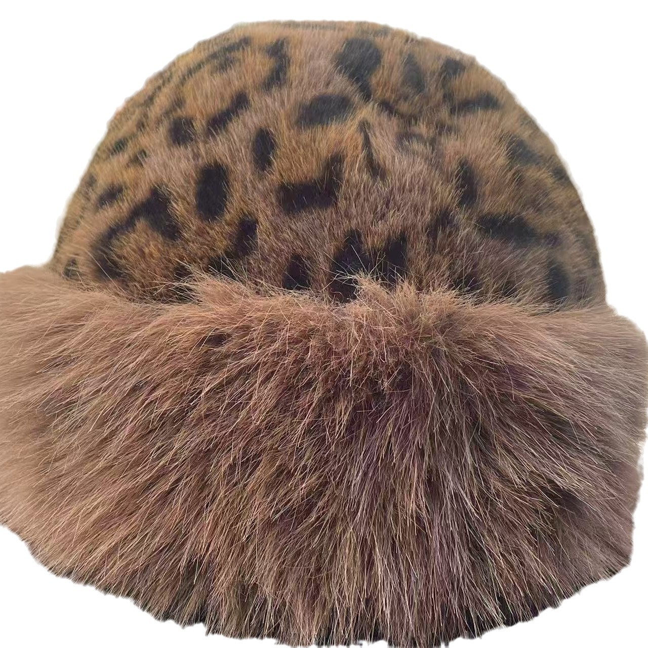 Nuevo sombrero de peluche caliente con patrón de leopardo para mujeres 2024 otoño y invierno retro engrosado antifrío muestra cara pequeña gorra de pescador protector de orejas