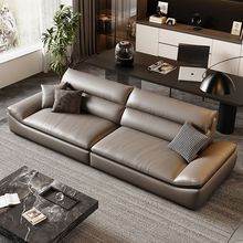 沙发客厅小户型轻奢现代简约直排组合宽坐深猫爪皮艺沙发脚踏
