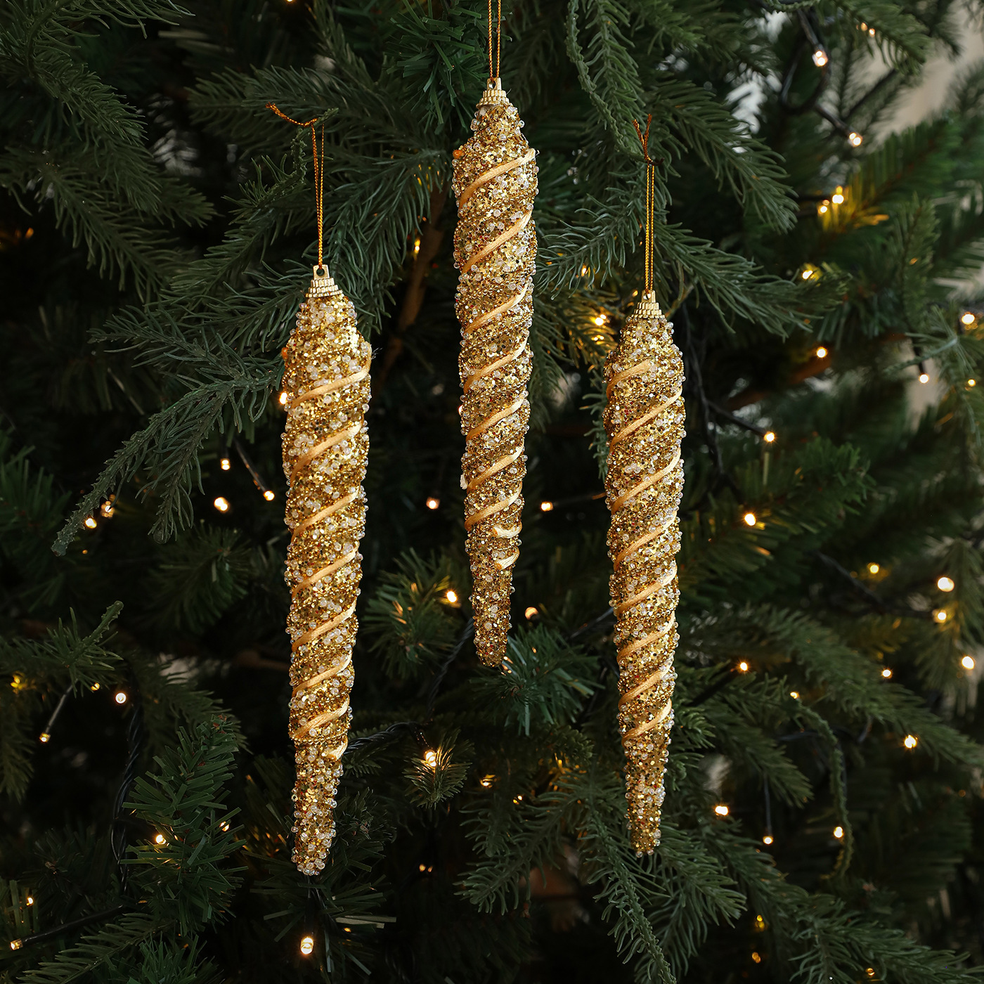 Nuevo producto 21CM caja de hielo de Navidad de plástico polvo adhesivo roscado de color cebolla de color colgante decoración colgante árbol de Navidad