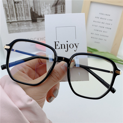 TR0796 Korean Trendy TR90 Flat Sunglasses for Women, Instagram Influencer Live Streetwear Reading Glasses Frame, Transparent Color for Men