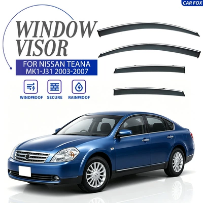 Suitable for Nissan Teana Window Visor (Rain shield) - standard-packaging-teana-mk1-j31-2003-2007-with-bright-strips-rain-shield