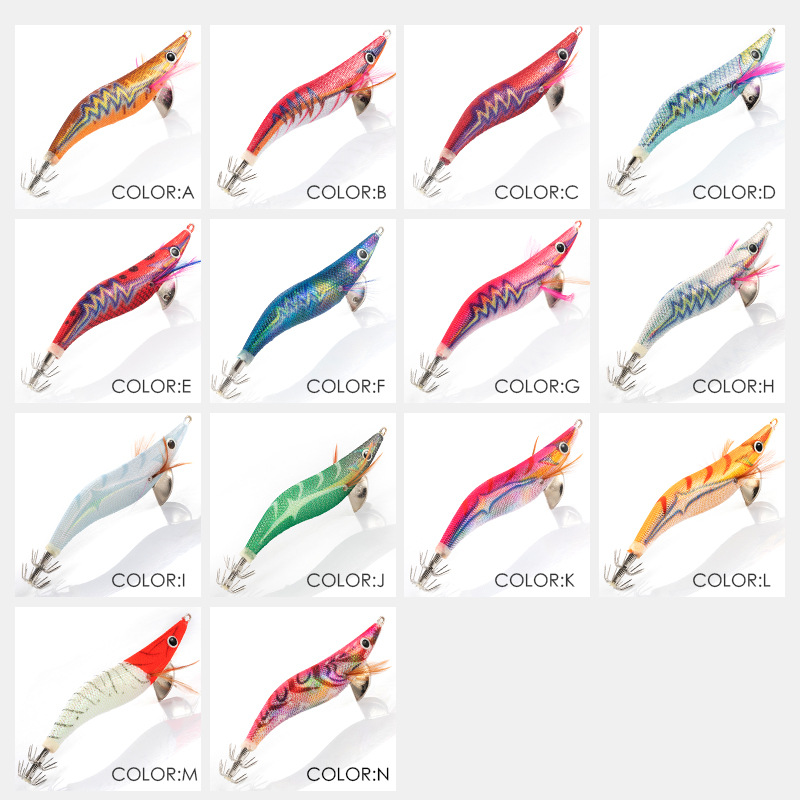 LT130818 Luya madera Camarón luminoso falso cebo rayo patrón 3D simulación ojo pulpo cebo