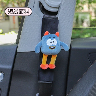 Car seat belt shoulder pad Seat belt shoulder pad - blue-plush-shoulder-cover-1