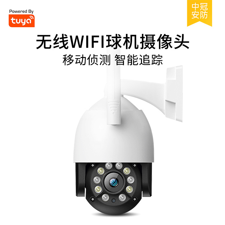 涂鸦新无线wifi球机摄像头 日夜全彩超清夜视 TUYA防水监控摄像机