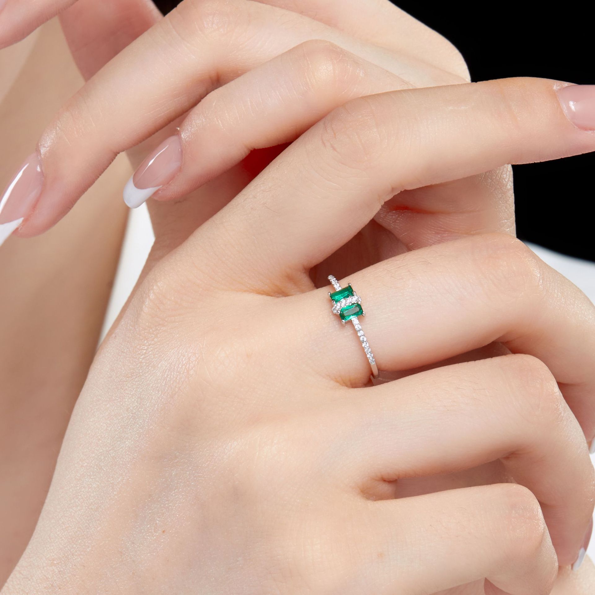 Fashion Rectangle Silver Plating Inlay Zircon Open Ring 1 Piece