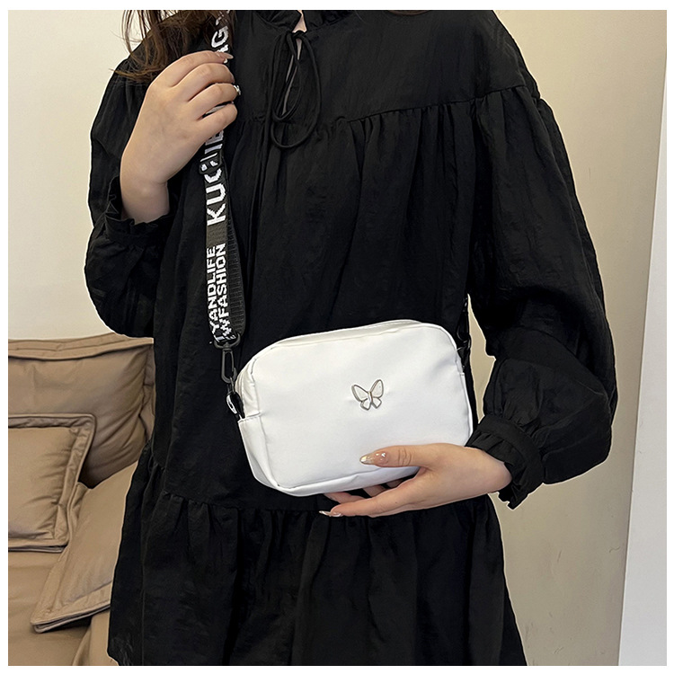 wholesale elegant butterfly simple small bag women's nylon cloth wide shoulder strap underarm bag casual shoulder solid color crossbody bag undefined