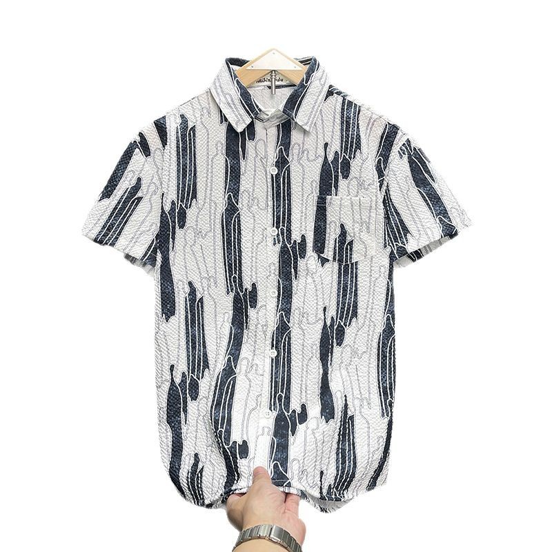 Men's Bubble Texture Ice Silk Shirt, Lightweight Breathable Quick-Dry Wrinkle-Resistant Casual Button-Down Shirt For Summer, Relaxed Fit Fashion_voghion.com