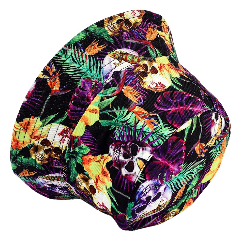 Nuevo sol sombrero punk estilo fantasma cabeza agujero cabeza impreso pescador sombrero hip hop cuenca sombrero hombres y mujeres