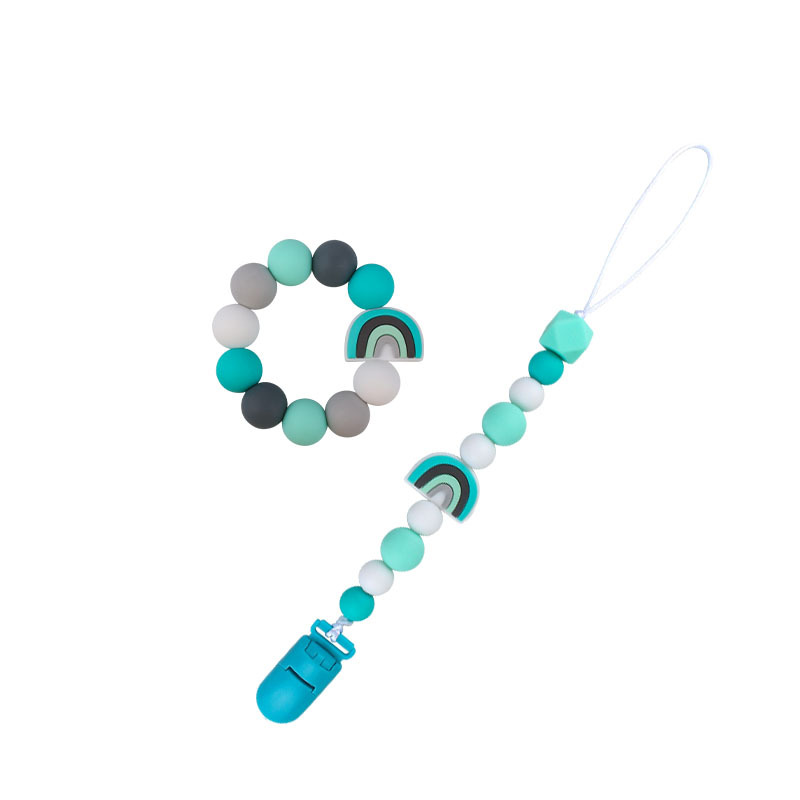 Nuevo bebé de dibujos animados colorido rojo pulsera de silicona teether palo pezón cadena anti-caída cadena juguete teether