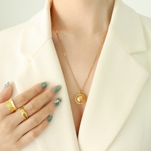 新款ins法式气质夏日小众不掉色钛钢复古星球项链钛钢镀金锁骨链