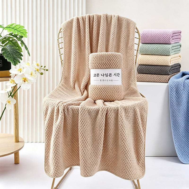 Wholesale transfronterizo piña toalla de baño gran coral veludo espesar toalla de regalo toalla de baño pareja toalla de baño de secado rápido absorción