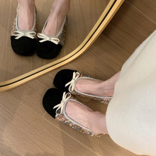 小香风时尚单鞋女2025新款蝴蝶拼色乐福鞋春秋季甜妹子穿的豆豆鞋