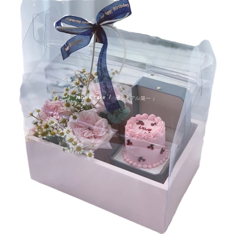 Caja de pastel de flores Día de San Valentín Caja de regalo de Año Nuevo Caja de dulces Caja de regalo de mano Internet Celebridad Caja de flores de pastel transparente