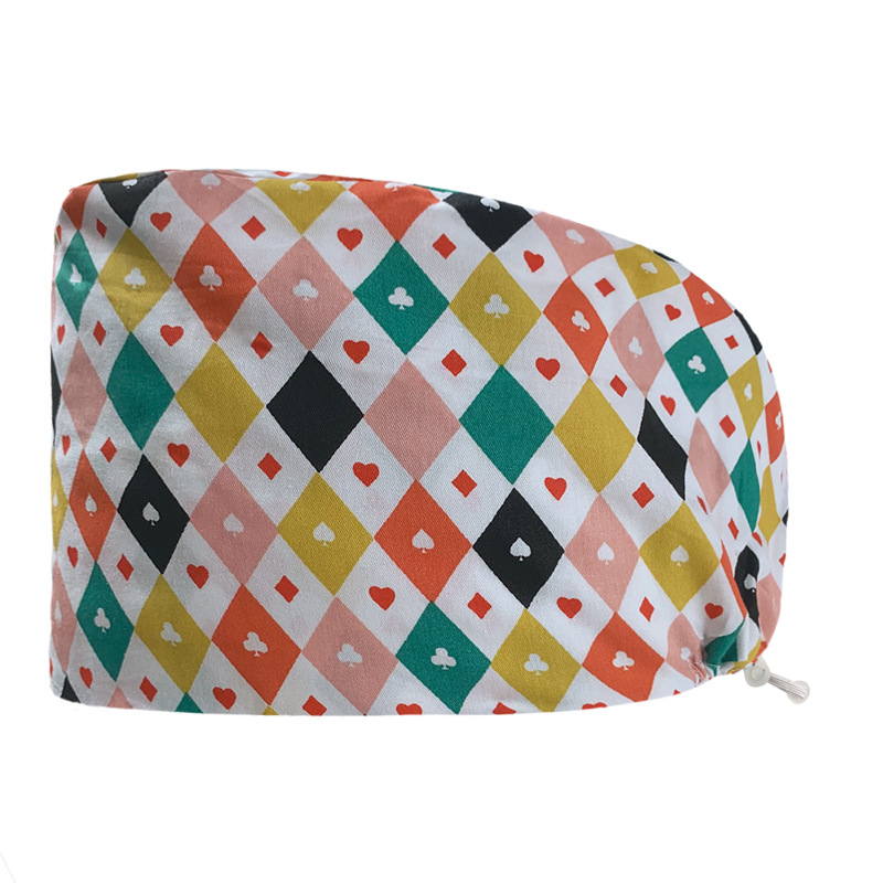 Gorro redondo de algodón puro para hombre y mujer, gorro bonito con estampado de UCI quirúrgico y hebilla, gorro de trabajo ajustable para médico y Hospital, gorro de enfermera