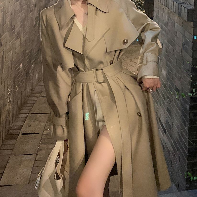 2025 Spring and Autumn New Windbreaker Jacket Women's Mid-Length Korean Style British Style Drape Small Jk Coat