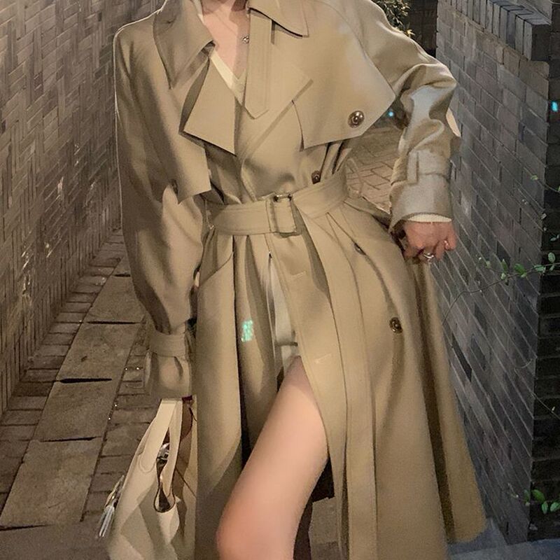 2025 Spring and Autumn New Windbreaker Jacket Women's Mid-Length Korean Style British Style Drape Small Jk Coat