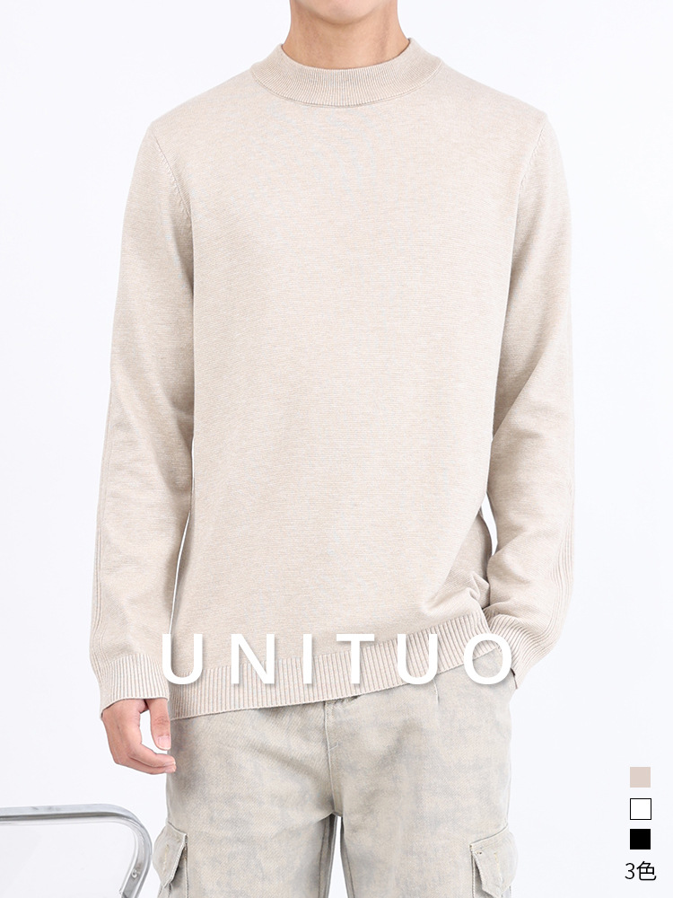 Otoño y invierno ropa de hombre coreana con cuello de media altura calentamiento camiseta suéter de hombre camiseta de punto casual de hombre chaqueta de hombre