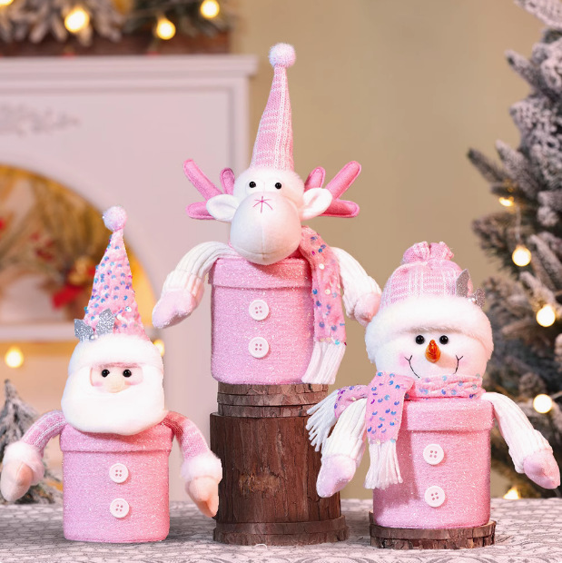 新款圣诞节苹果盒圣诞粉色老人雪人麋鹿礼物盒平安夜糖果盒