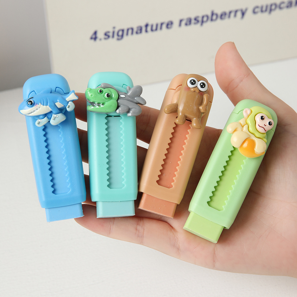 Nuevo producto AI montaña y mar empujando y tirando borracha limpia sin residuos ultra limpia goma retráctil dibujos animados papelería creativa