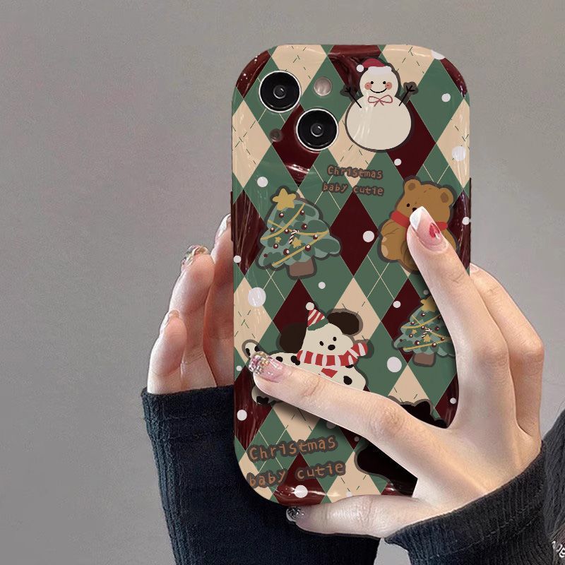 Green Diamond Pattern Christmas Tree Phone Case Suitable for Apple 17Promax Cream Texture Iphone15 Creative 14 Soft Case 13 Green Diamond Pattern Christmas Tree Phone Case Suitable for Apple 17Promax Cream Texture Iphone15 Creative 14 Soft Case 13