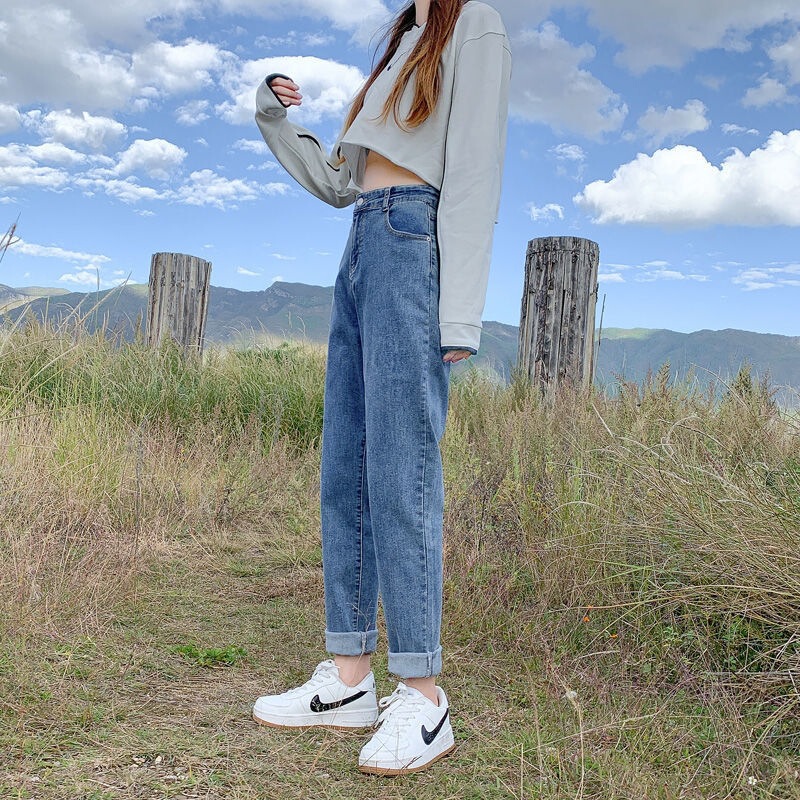 394 Non-Real Shot High-Waisted Jeans for Women, Slimming 2022 Spring and Autumn New Straight-Leg Student Dad Carrot Pants 394 Non-Real Shot High-Waisted Jeans for Women, Slimming 2022 Spring and Autumn New Straight-Leg Student Dad Carrot Pants