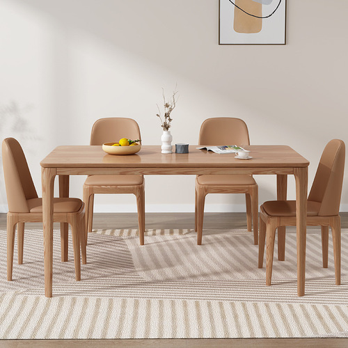 Nordic ash solid wood dining table and chair combination modern simple rectangular table small apartment restaurant home dining table
