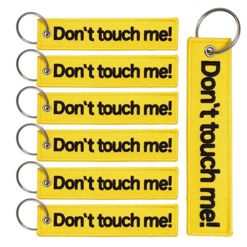 Cross-Border Hot-Selling Don'T Touch Me! Bag Charms Embroidered Keychain Tags Motorcycle Key Wholesale