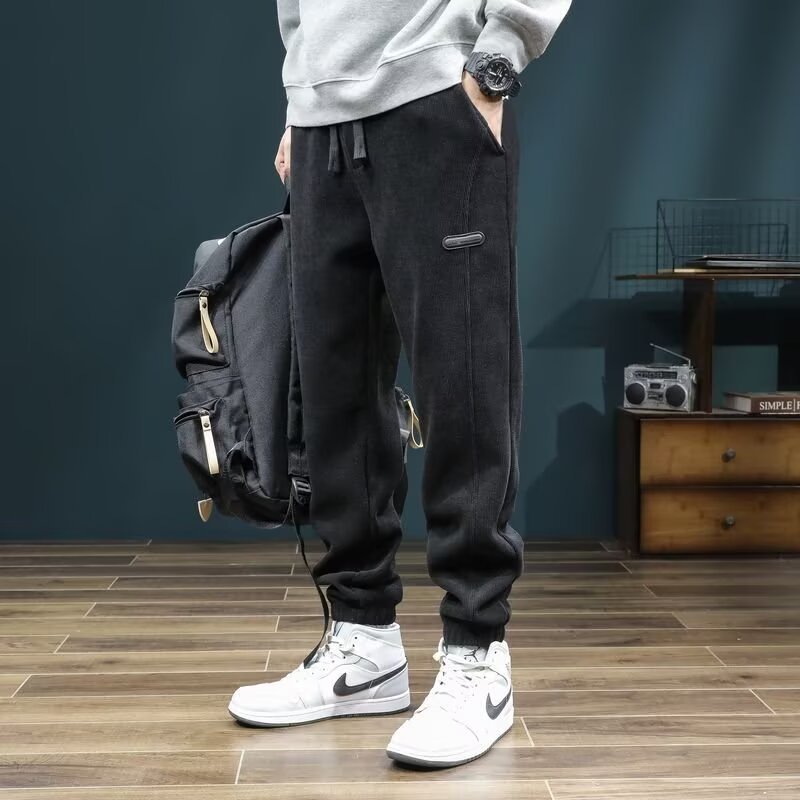 Cross-Border Foreign Trade Corduroy Casual Pants for Men, Autumn and Winter New Trendy Brand Harem Jogger Sweatpants, Loose Versatile Long Pants