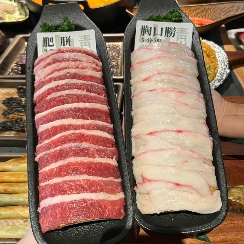 山野風メラミン羊肉皿 バーベキュー皿 生切り吊龍牛肉皿 鍋店専用食器 分割トレイ|undefined