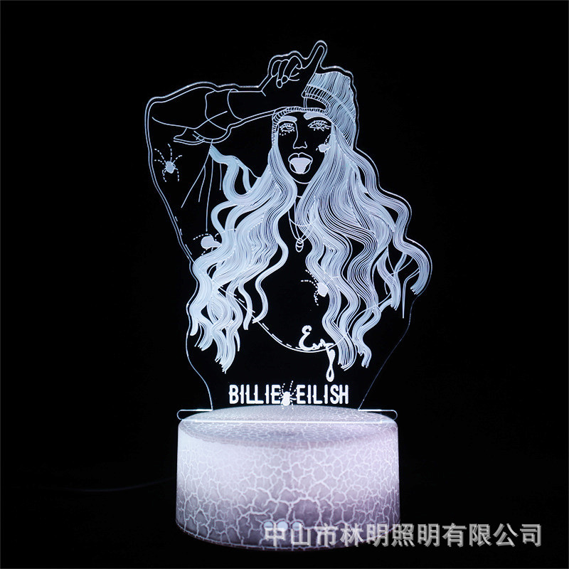 创意活动3d小夜灯七彩触摸led暖光台灯亚克力夜灯儿童礼品外贸灯