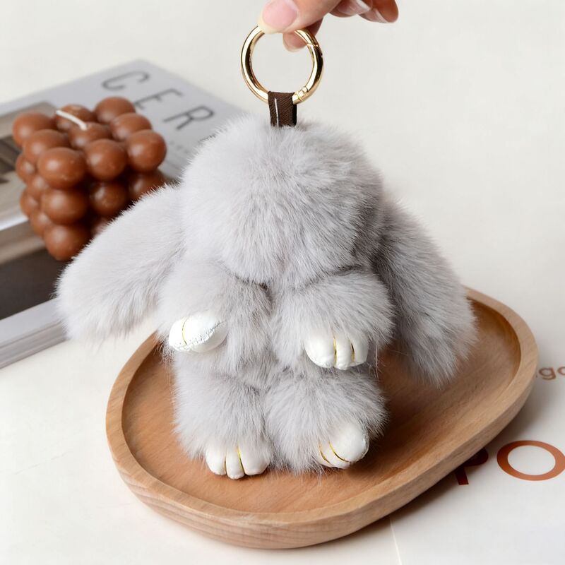 小さなウサギの毛皮ミニチュア装飾品、ウサギの毛皮バッグチャーム、ふわふわで可愛いランドセル、車のキーホルダー飾り|undefined