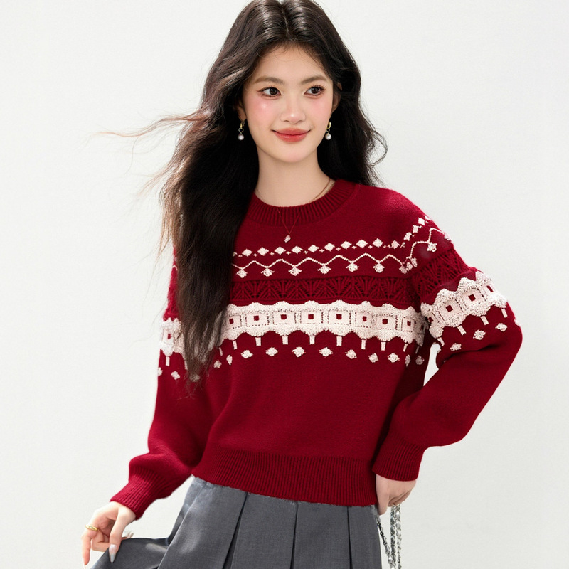 R9789 Designer-Inspired Niche Sweater for Art Students, Lazy Style Top, Fleece-Lined and Thickened Base Shirt for Women, Autumn and Winter