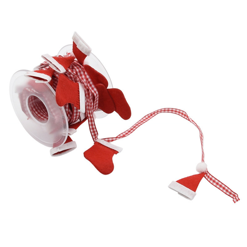 Transfronterizo nueva decoración navideña hecha a mano banda de tejido DIY no tejida calcetines navideños sombreros navideños accesorios banda