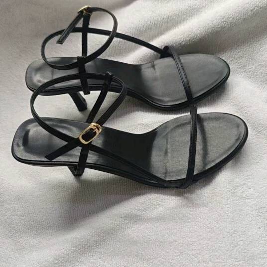 Niche 2024 Summer New Style Round-Toe French-Style Stiletto Sexy One-Strap Thin-Strap Open-Toe High-Heeled Sandals