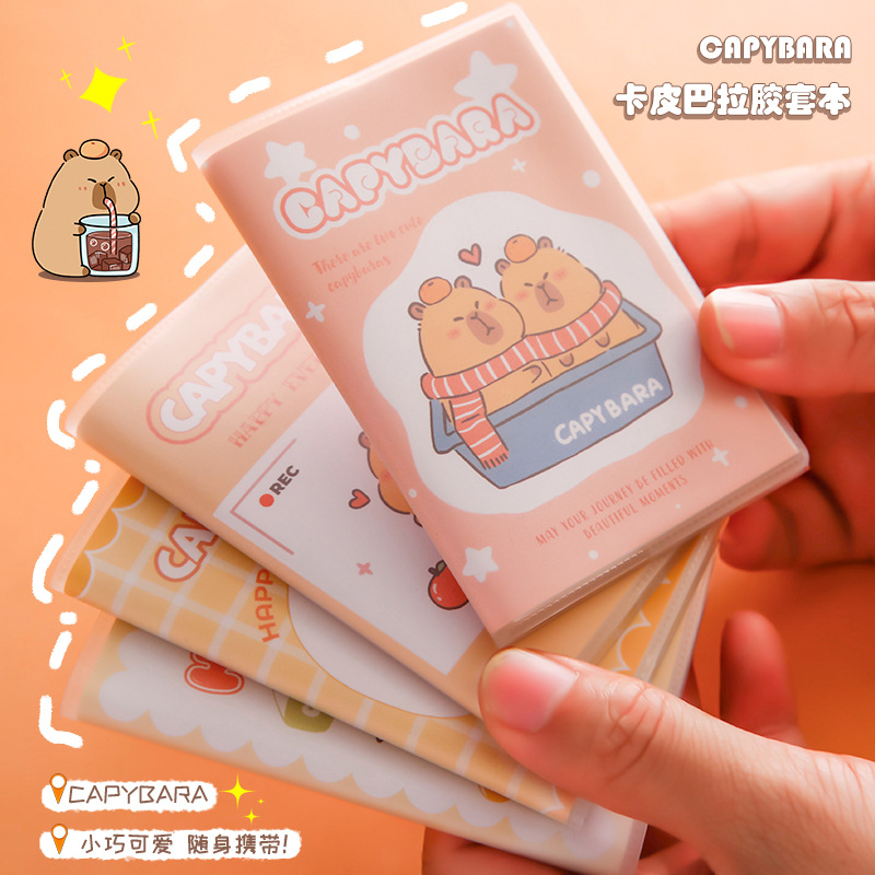 Cuaderno de bolsillo Capibara A7 portátil creativo lindo de alto valor de visualización cubierta de plástico dibujo personalizado