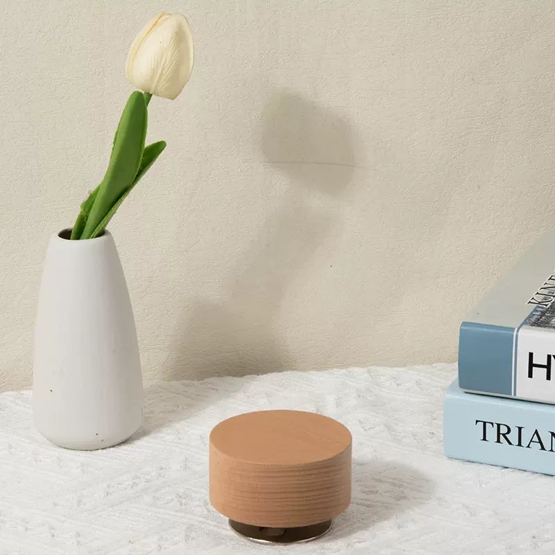 跨境旋转八音盒底座木制圆形音乐盒手工木质圣诞节新年礼物diy