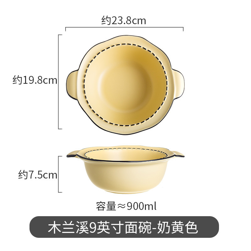 Xiaohong libro camping picnic tazón de cerámica ins estilo lindo chica corazón vajilla de cerámica plato mu Lanxi