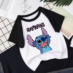 可愛卡通史迪仔同款周邊印花夏季新款男女童短袖圓領T恤跨境外貿