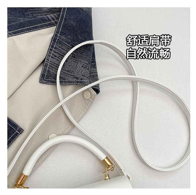 Túi đeo chéo nữ dạng hộp vuông nhỏ phối màu, đan dệt thời trang, đựng điện thoại — Kiểu 2 màu nâu, Kiểu một màu trắng., Mẫu 2 màu trắng, Mẫu 2 màu đen chi tiết 4